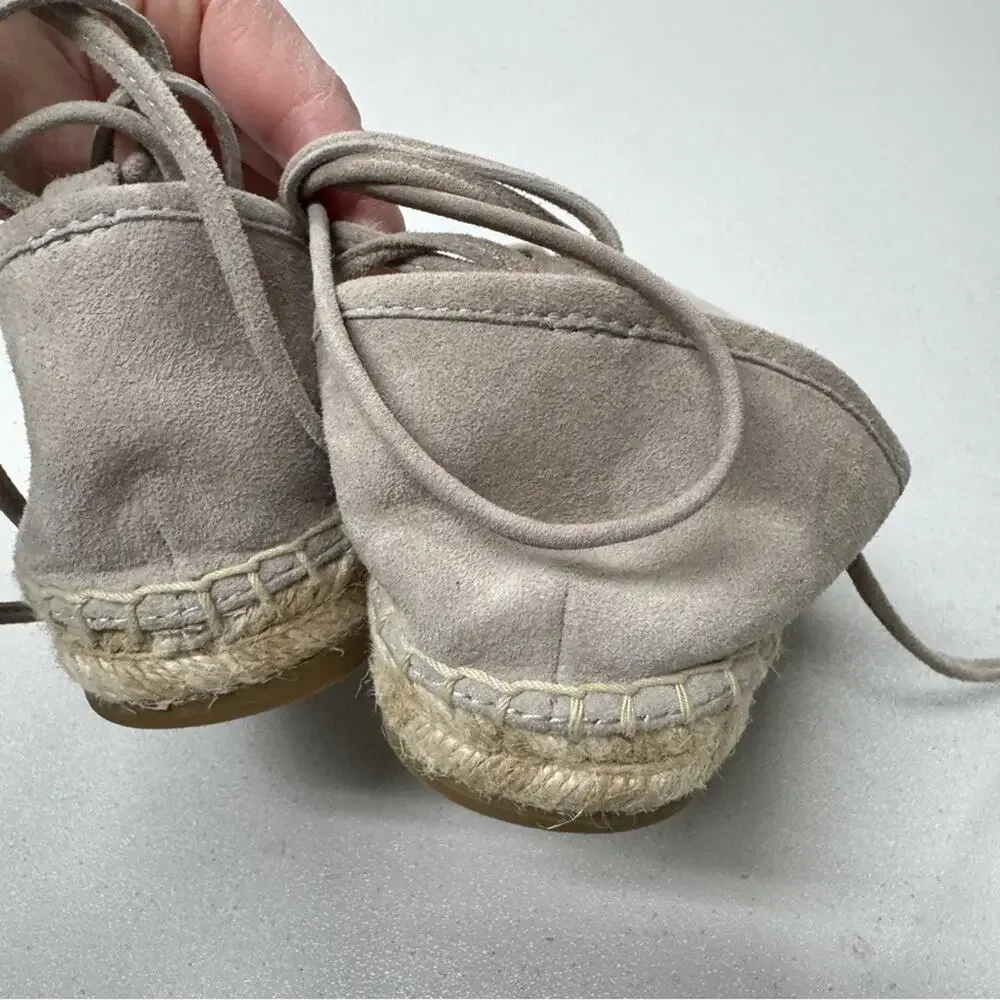 Frye Beige Leather Espadrille Flats Sandals Womens 6.5 Beachy Comfort Lace Up